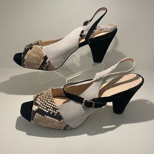 Sacha London Snake and Grey Suede Sling Back Shoes